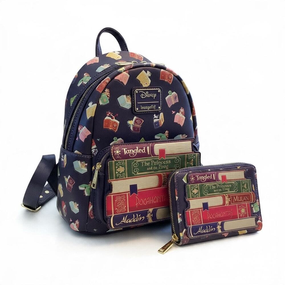Loungefly Disney Princess Books Mini Backpack and Princess Books Zip Wallet